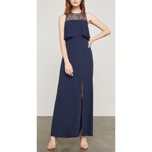 BCBG MaxAzria | Cascading Back Ruffle Gown Navy